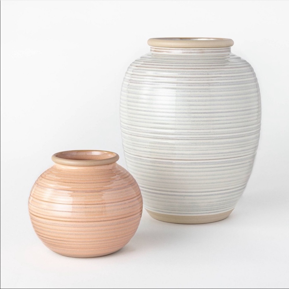 Studio McGee Ribbed Peach Vase